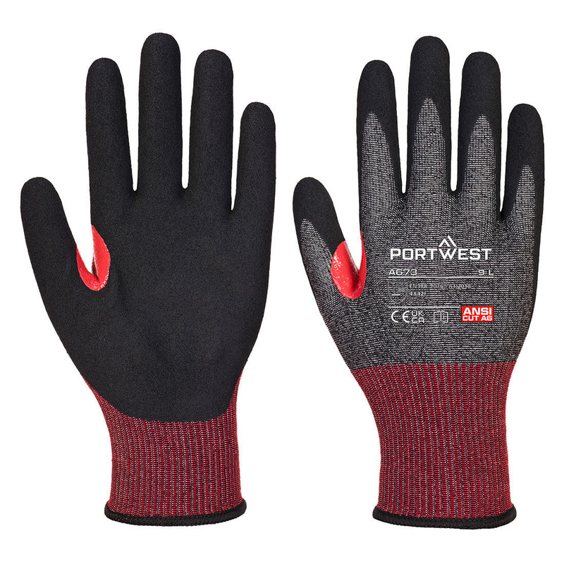 Portwest CS Cut F18 Nitrile Glove A6, Black, Size XXL (A673K8RXXL) Each