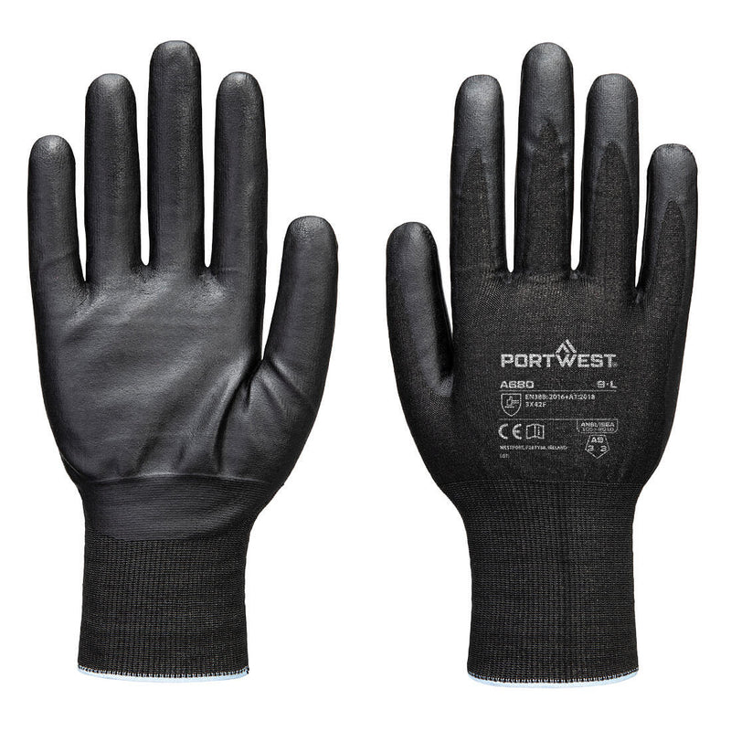 Portwest Cut F21 Nitrile Tungsten A9 Glove, Black, Size S (A680K8RS) Each
