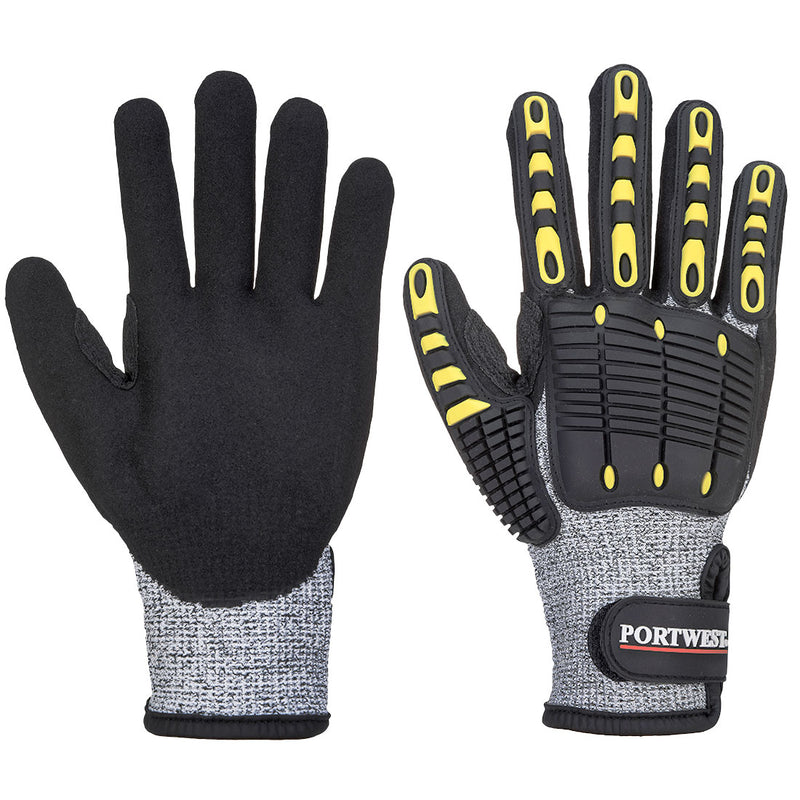Portwest Anti Impact Cut Resistant Glove A4, Gray/Black, Size L (A722G8RL) Each