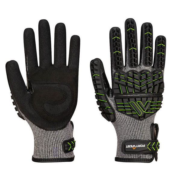 Portwest VHR15 Nitrile Foam Impact Glove A7, Black/Green, Size XXXL (A755K3RXXXL) Each