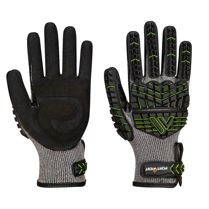 Portwest VHR15 Nitrile Foam Impact Glove A7, Black/Green, Size XXXL (A755K3RXXXL) Each