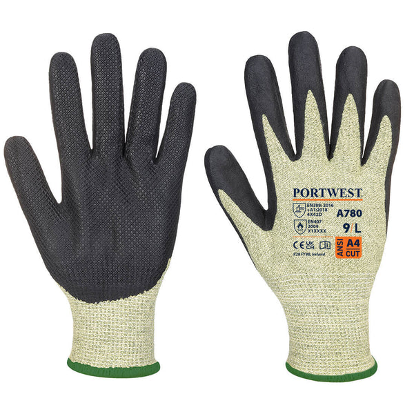 Portwest Arc Grip A4 Level 2 Glove , Green/Black, Size XXL (A780E8RXXL) Each