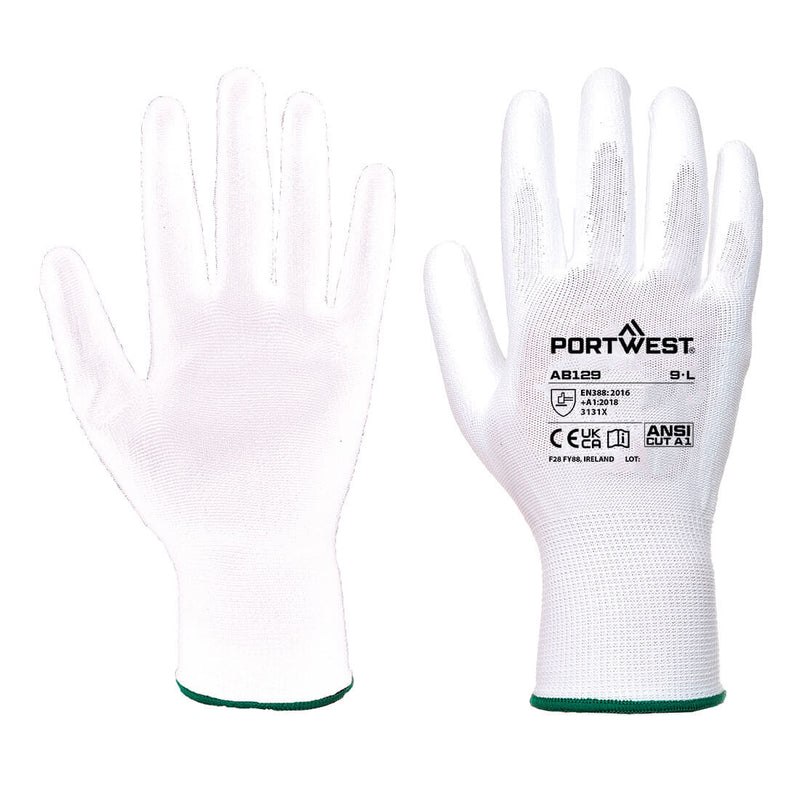 Portwest PU Palm Glove (288 Pairs), White, Size XS (AB129W6RXS) Case of 288