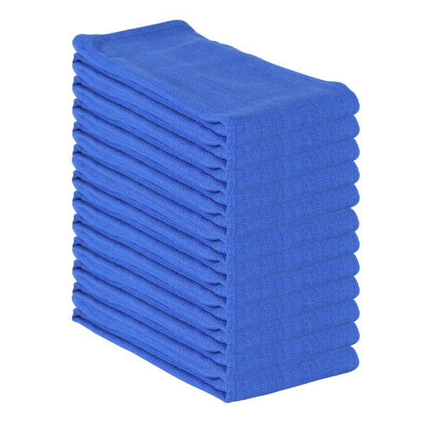 Arkwright Home Huck Cotton Cleaning Towels 16x26 Blue (12/Pack) (PNP-ABSBNT-BLUE) 12/PK