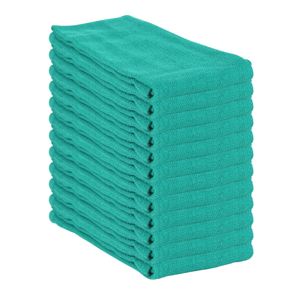 Arkwright Home Huck Cotton Cleaning Towels 16x26 Green (12/Pack) (PNP-ABSBNT-HGRN) 12/PK