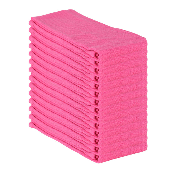 Arkwright Home Huck Cotton Cleaning Towels 16x26 Pink (12/Pack) (PNP-ABSBNT-PINK) 12/PK