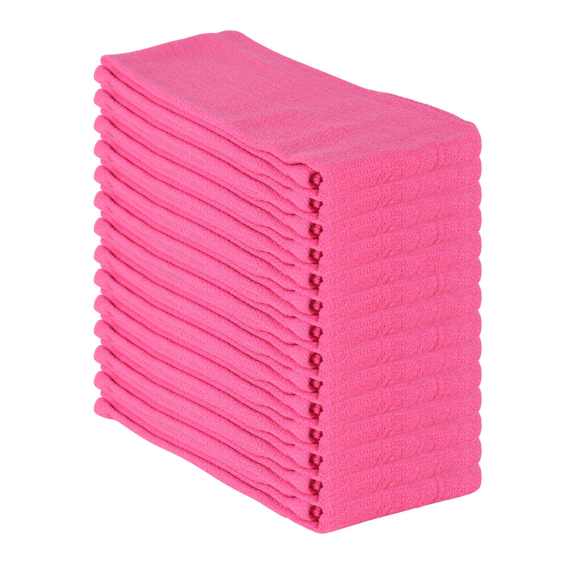 Arkwright Home Huck Cotton Cleaning Towels 16x26 Pink (12/Pack) (PNP-ABSBNT-PINK) 12/PK