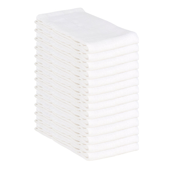 Arkwright Home Huck Cotton Cleaning Towels 16x26 White (12/Pack) (PNP-ABSBNT-WHTE) 12/PK