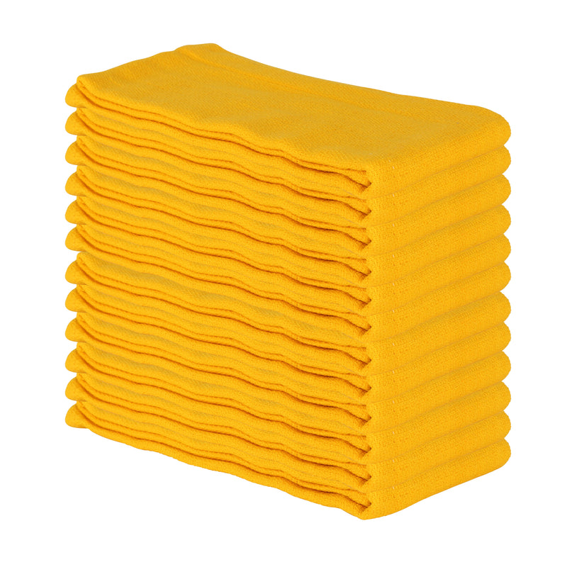 Arkwright Home Huck Cotton Cleaning Towels 16x26 Yellow (12/Pack) (PNP-ABSBNT-YELW) 12/PK