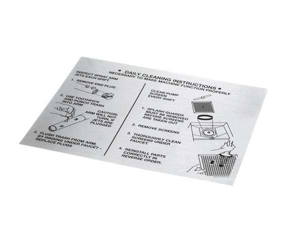 American Dish Service 089-9206 Decal, Cleaning Instruction, (ADS089-9206) Each