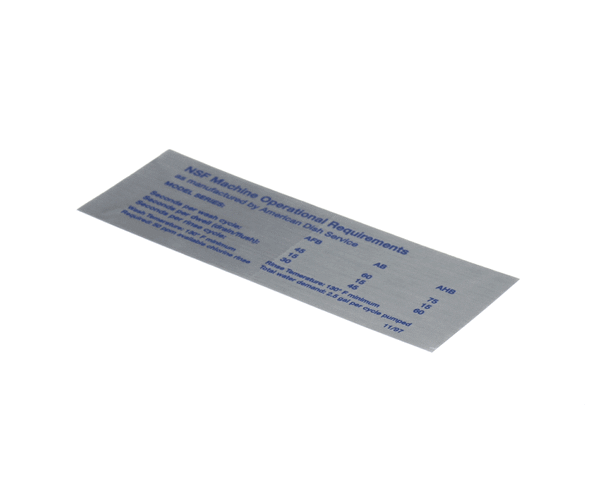 American Dish Service 089-9278 Decal, Nsf Model Af-B (ADS089-9278) Each