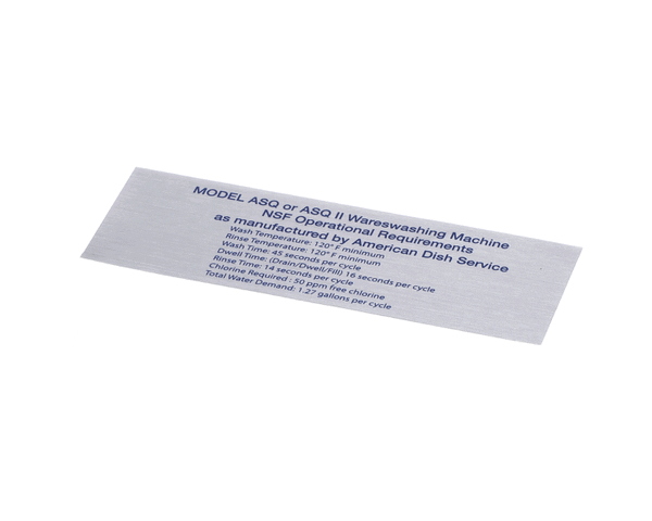 American Dish Service 089-9281 Decal, Nsf Model Asq Ii (ADS089-9281) Each