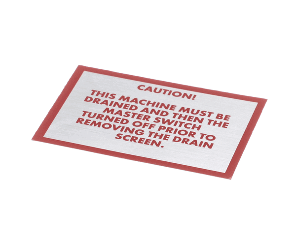 American Dish Service 089-9314 Decal, Caution, Must Drain, Et (ADS089-9314) Each