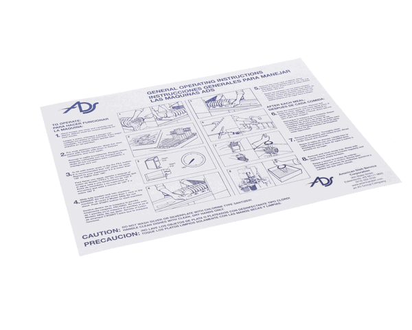 American Dish Service 089-9364 Wall Chart, Cleaning Door Typ (ADS089-9364) Each