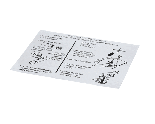 American Dish Service 089-9467 Decal, Cleaning Instructions, Asq Ii (ADS089-9467) Each