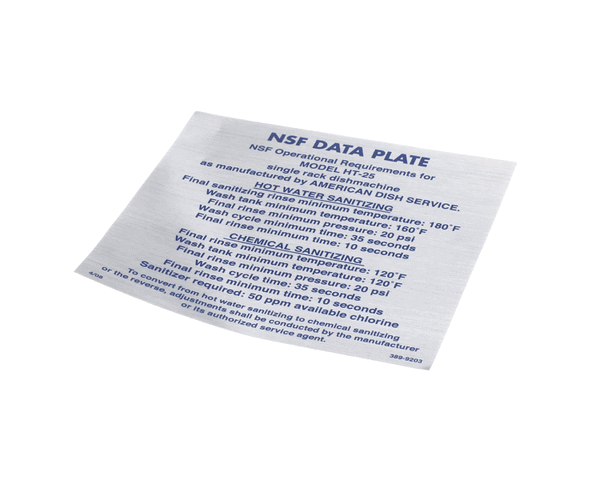 American Dish Service 389-9203 Decal, Nsf, Model Ht-25 (ADS389-9203) Each
