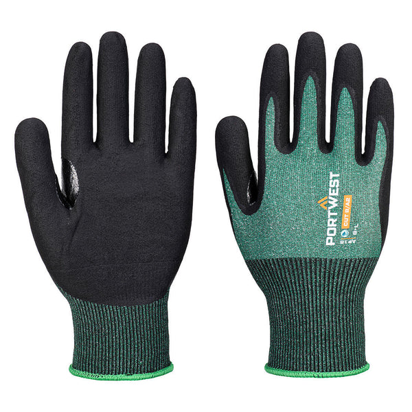 Portwest SG Cut B18 Nitrile Glove A2, Green/Black, Size L (AP15E8RL) Pack of 12