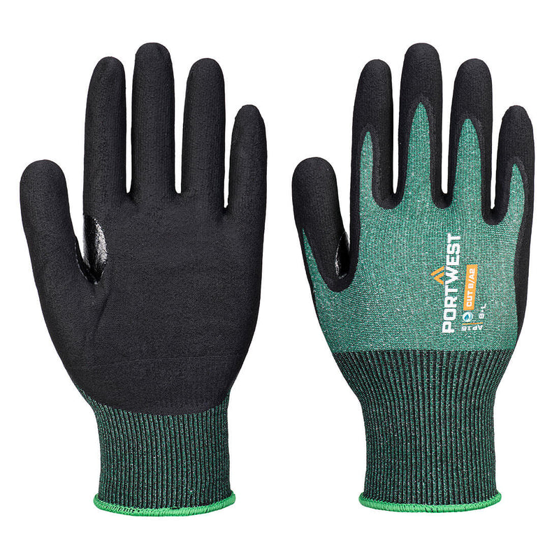 Portwest SG Cut B18 Nitrile Glove A2, Green/Black, Size M (AP15E8RM) Pack of 12