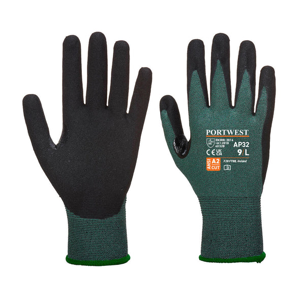 Portwest Dexti Cut Pro Nitrile Glove A2, Black/Gray, Size L (AP32K7RL) Each