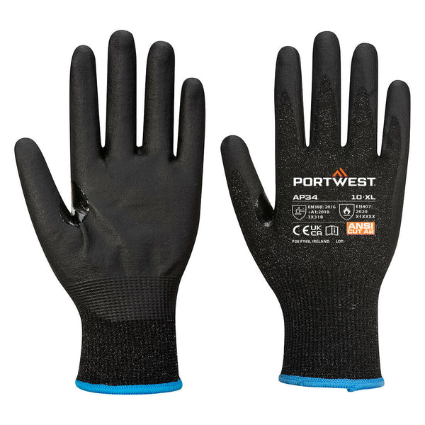 Portwest® LR15 Nitrile Foam Touchscreen Glove A2, Black, Size XS (AP34K8RXS) Pack of 12