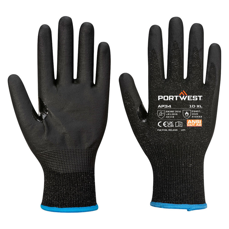 Portwest® LR15 Nitrile Foam Touchscreen Glove A2, Black, Size XL (AP34K8RXL) Pack of 12
