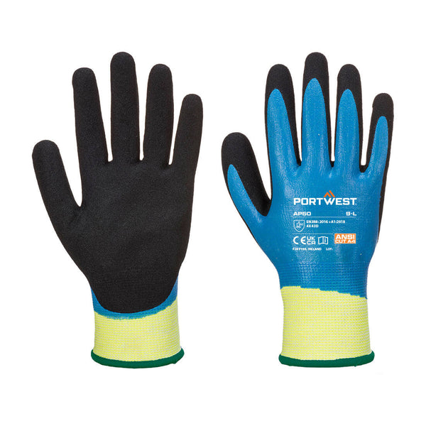 Portwest® Aqua Cut Pro Glove A4, Blue/Black, Size M (AP50B8RM) Each