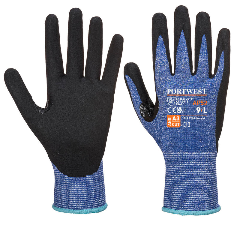 Portwest® Dexti Cut Ultra Glove A3, Blue/Black, Size S (AP52B8RS) Each