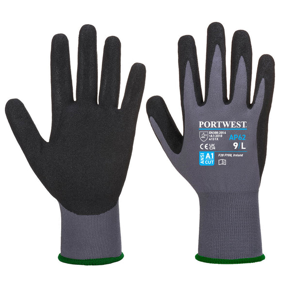 Portwest® Dermiflex Aqua Glove , Gray/Black, Size L (AP62G8RL) Each