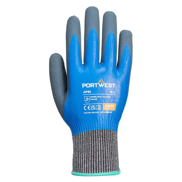 Portwest® Liquid Pro HR Cut Glove A4, Blue, Size L (AP81B4RL) Each