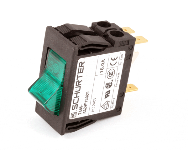 APW Wyott 2E-1300220 Switch, Rocker Dpst Green 16 A (APW2E-1300220) Each