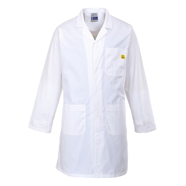 Portwest® Anti-Static ESD Coat, White, Size XS (AS10WHRXS) Each