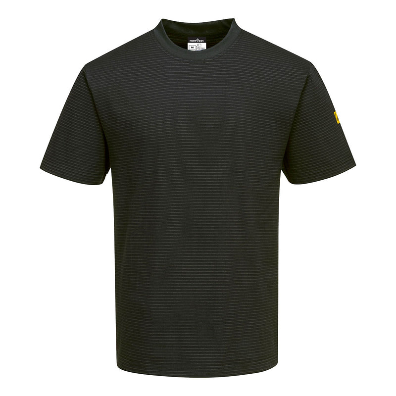Portwest® Anti-Static ESD T-Shirt S/S, Black, Size S (AS20BKRS) Each