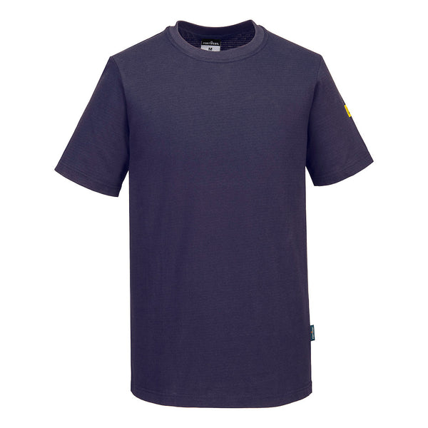 Portwest® Anti-Static ESD T-Shirt S/S, Navy NV, Size XS (AS20NVRXS) Each