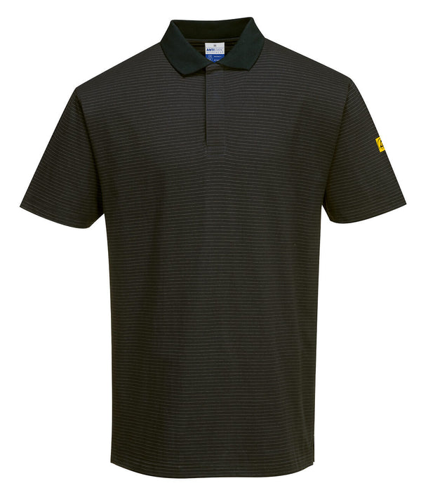 Portwest® Anti-Static ESD Polo Shirt S/S, Black, Size XXXL (AS21BKRXXXL) Each