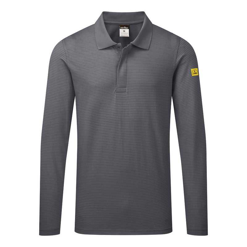 Portwest® Anti-Static ESD Polo L/S, Zoom Gray, Size 5XL