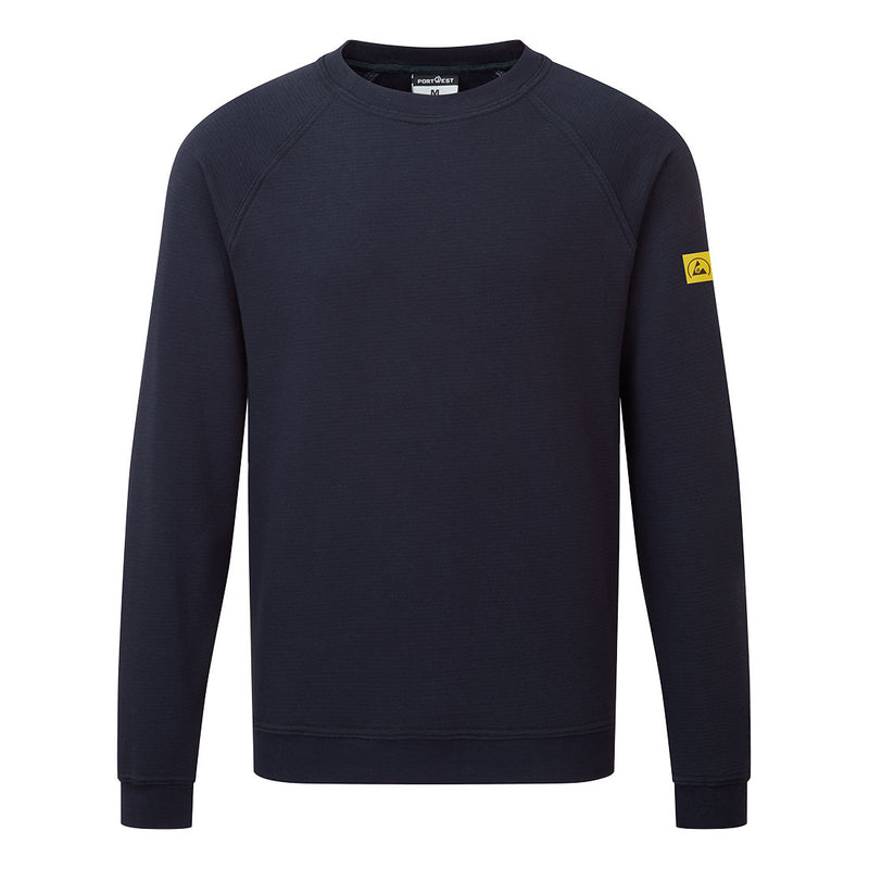 Portwest® Anti-Static ESD Sweatshirt, Navy NV, Size S (AS24NVRS) Each