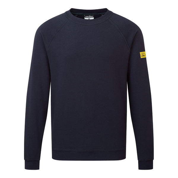 Portwest® Anti-Static ESD Sweatshirt, Navy NV, Size 5XL (AS24NVR5XL) Each