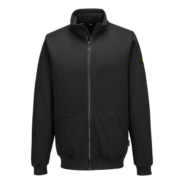 Portwest® Anti-Static ESD Zip Through Sweatshirt, Black, Size XXXL (AS25BKRXXXL) Each