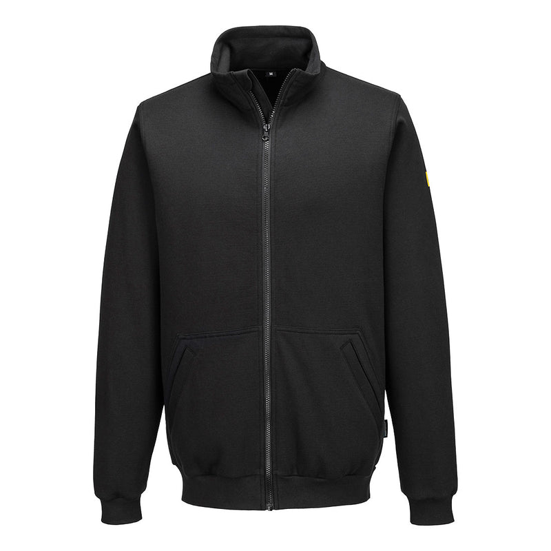 Portwest® Anti-Static ESD Zip Through Sweatshirt, Black, Size XXXL (AS25BKRXXXL) Each