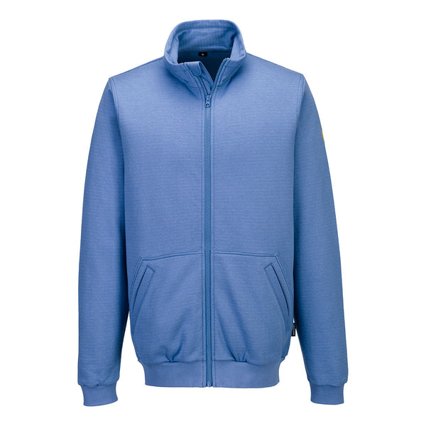 Portwest® Anti-Static ESD Zip Through Sweatshirt, Hospital Blue, Size XXL (AS25HBRXXL) Each