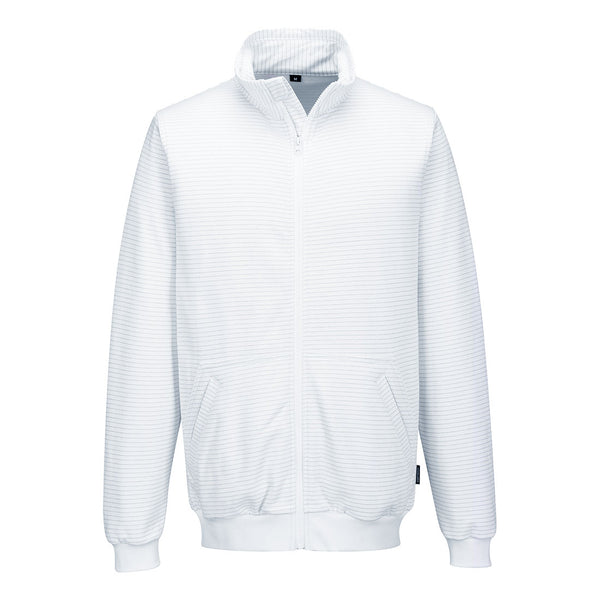 Portwest® Anti-Static ESD Zip Through Sweatshirt, White, Size XXL (AS25WHRXXL) Each