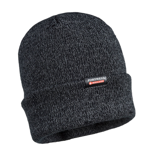 Portwest® Reflective Knit Hat, Insulatex Lined, Black, Size  (B026BKR) Each
