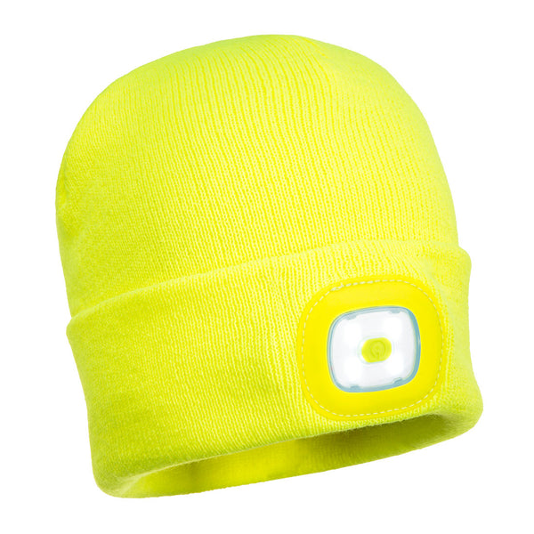 Portwest® Beanie LED Head Lamp USB Rechargeable, Yellow, Size  (B029YER) Each