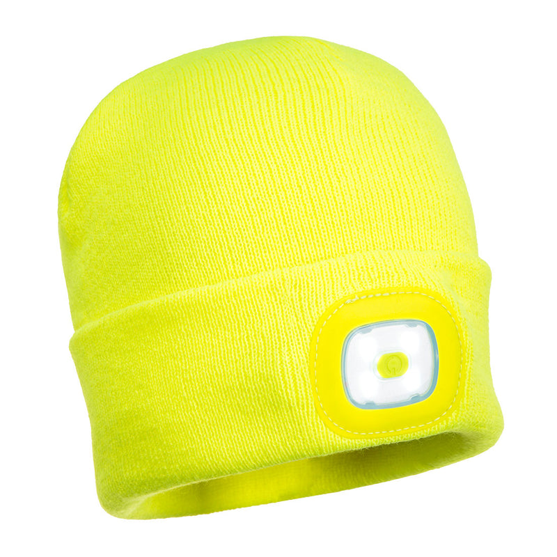 Portwest® Beanie LED Head Lamp USB Rechargeable, Yellow, Size  (B029YER) Each
