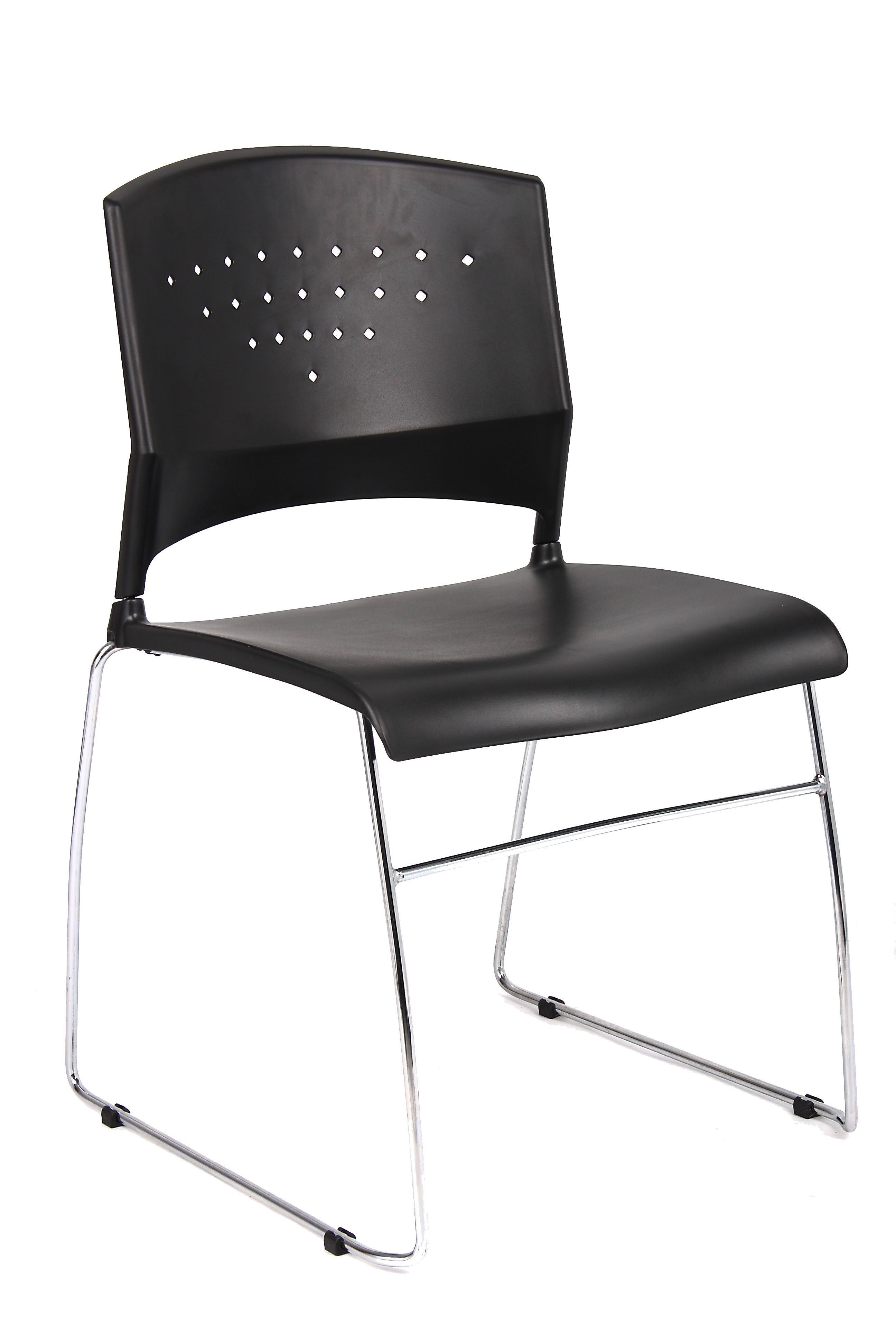 Boss Black Stack Chair With Chrome Frame, 1Pc Pack (B1400-BK-1) Each ...