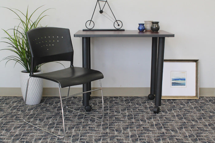 Boss Black Stack Chair With Chrome Frame, 1Pc Pack (B1400-BK-1) Each