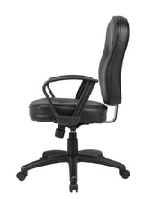 Boss Black Leather Task Chair w/Loop Arms (B1562) Each