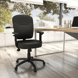 Boss Black Leather Task Chair w/Adjustable Arms (B1563) Each