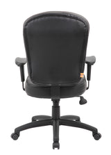 Boss Black Leather Task Chair w/Adjustable Arms (B1563) Each