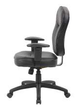 Boss Black Leather Task Chair w/Adjustable Arms (B1563) Each